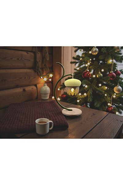 Nuclear 3D Baskı Askılı Meşe Palamudu Tea Light Gece Lambası | Pilli LED Işık...