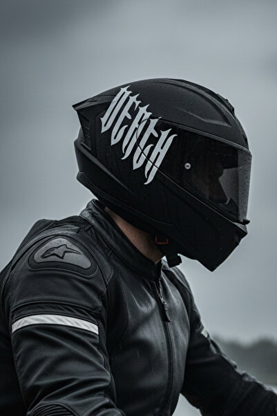 Banxtre Kask için Sticker Gotik Yazı Tipiyle Death Sticker Etiket (Tek Taraf)