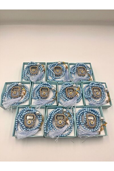 DUHA HAC 10 Adet Hediyelik Çeyizlik Şık Kutulu Tesbih Ve Taşlı Zikirmatik Seti