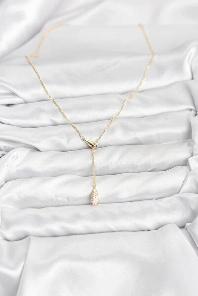 BSRE Brass Elevator Drop Women's Necklace (Gold Color)