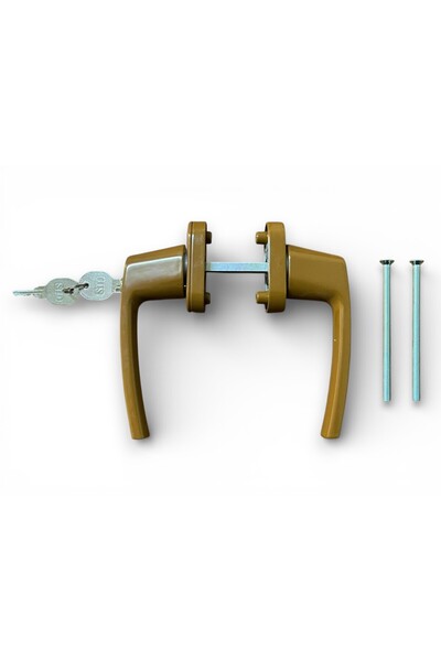 AKSA PVC STD Anahtarlı Kilitli Pvc Pimapen Pencere ve Balkon Kapı Kolu Çiftli Alüminyum Kahverengi