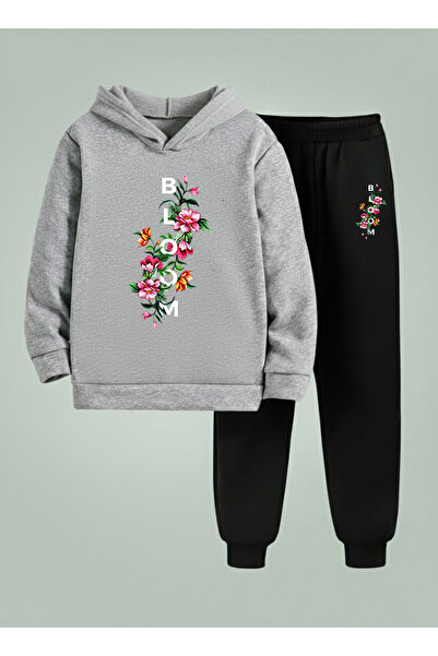 LORVEX سترة رياضية للأطفال ( بغطاء رأس ) - طقم رياضي BLOOM مطبوع 3 Thread Sha...