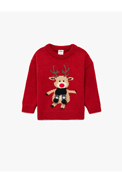 Koton سترة تريكو طويلة الأكمام بياقة دائرية لعيد الميلاد