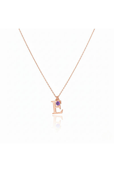 hand-iz 925 Ayar Gümüş Zincirli Baş Harfli Doğum Taşlı Gümüş Kolye