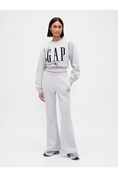 GAP Kadın Gri VintageSoft Logo Flare Eşofman Altı