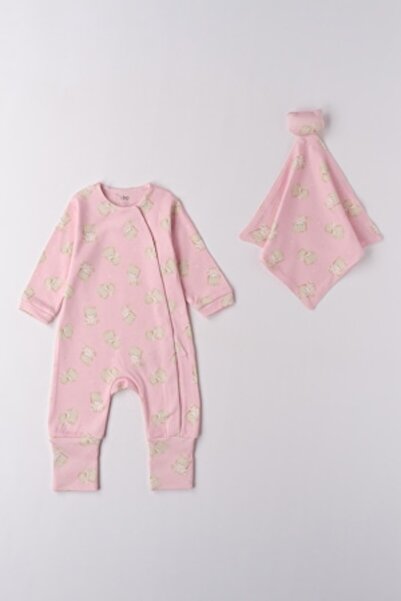 İDO set de salopetă și pătură cu imprimeu cu ursuleți - 2 piese, roz pastel/b...
