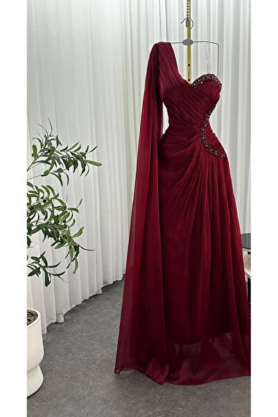 Diva style فستان سهره كرنكل بورغندي