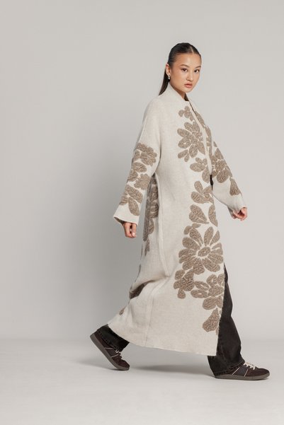 Nisan Floral Pattern Long Cardigan