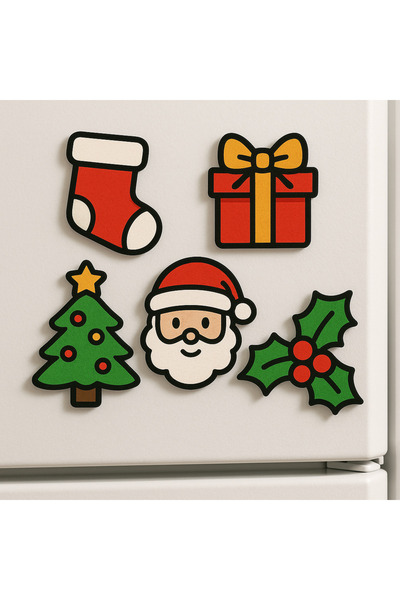 3D Stuff 5 قطع من المغناطيس بتصميم رأس السنة الجديدة - مجموعة مغناطيس هدايا ر...