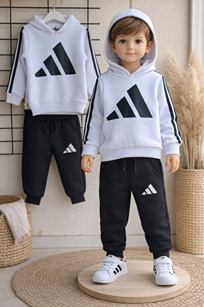 ALZEY GİYİM Erkek çocuk eşofman takımı 4 - 12 yaş arası beyaz