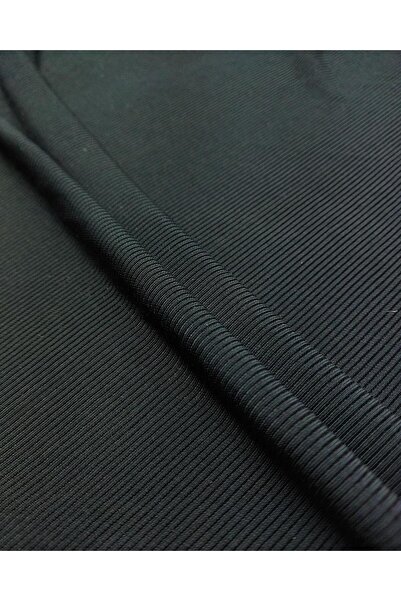 Kumaş Parça Tek En Ribbed Knit Jersey in Black Color Chest: 95 cm