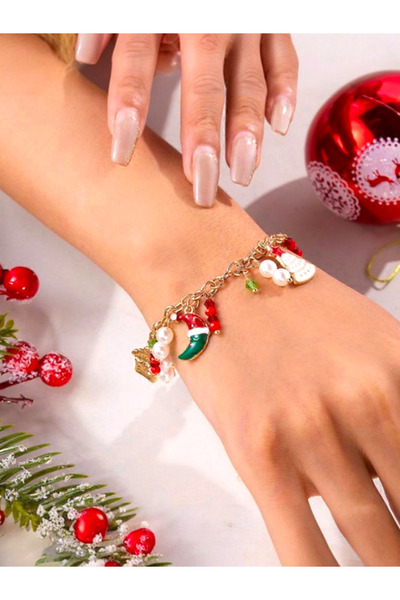 Alyas Aksesuar Elegant Christmas Tree and Santa Claus Charm Bracelet