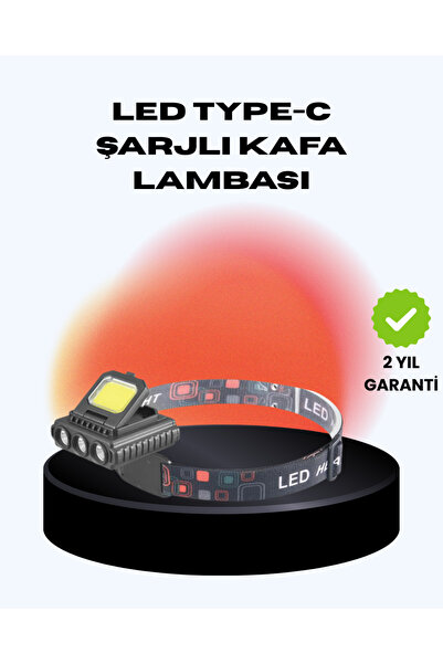 COB + XPE LED Kafa Feneri 800 Lumen USB Type C Şarjlı Çok Modlu