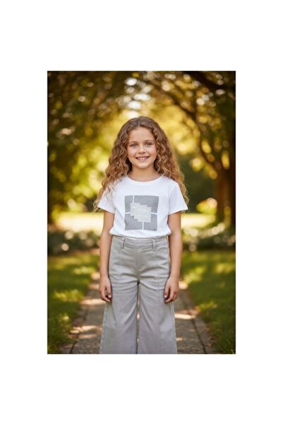 İDO Pantaloni elastici din bumbac twill pentru fete – talie reglabilă, croial...