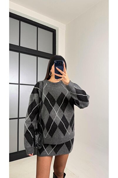 ALVOR Baklava Patterned Sweater Skirt Equivalent Knitwear Set