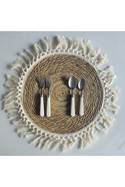 Generic OneDcor Jute Hand-Braided Round Placemats Set of 6 – 38cm Natural Woven Table Mats with Tassel