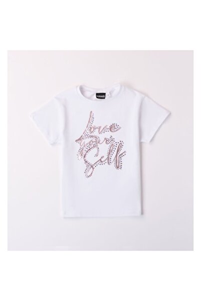 Sarabanda Tricou pentru fete cu aplicație cu strasuri, Alb, 140-152 cm