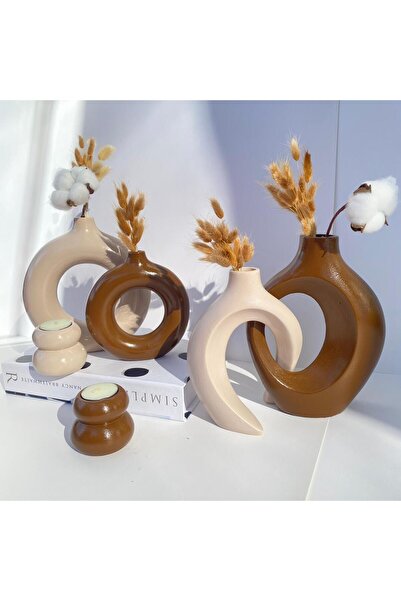 kuğu home dekor 2 li sevgili vazo 2li halka vazo 2li mumluk dekoratif vazo set