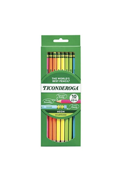 Dixon Ticonderoga أفضل قلم رصاص في العالم، قلم رصاص نيون ناعم جديد، 10 قطع