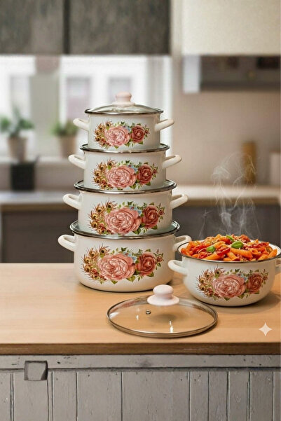 Generic A set of cookware decorated with elegant designs in several sizes
