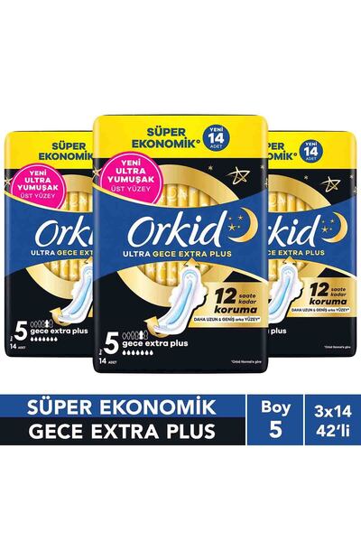 Orkid Ultra Ekstra Dörtlü Paket Gece Ekstra Plus 14 Adet X3