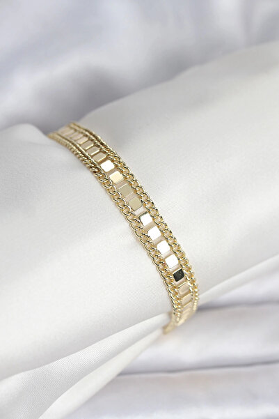 Clariss سوار نسائي من الفولاذ 316L بلون ذهبي مع سلسلة ترتر