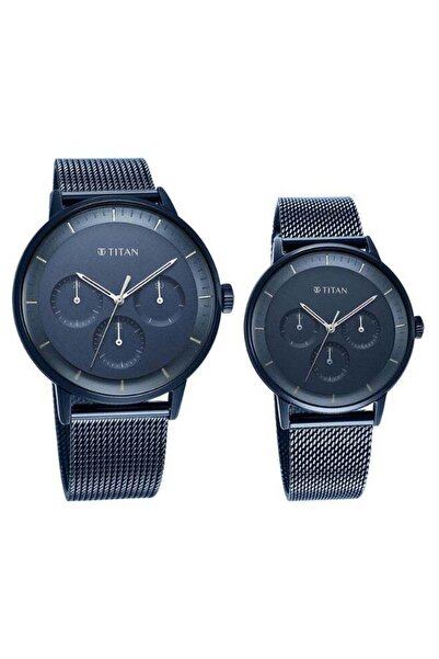 Titan Modern Bandhan Unisex Chronograph Watch Set 9400694206QM01 - Blue Dial