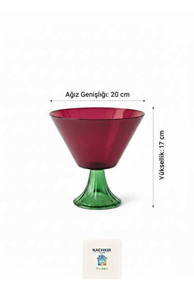 KACHKIRHOME Cam Ayaklı Kase Salata Kasesi Sunum Ev Dekorasyon Kırmızı