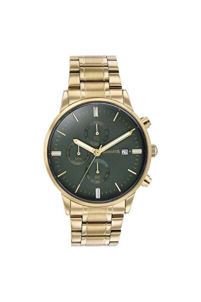 SONATA 77145YM01 Men’s Watch – Multifunction Green Dial, Gold Stainless Steel...