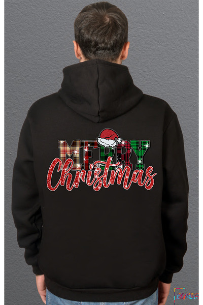 Bumeta Блестяща Весела Коледа Коледен суитшърт Унисекс с качулка с качулка