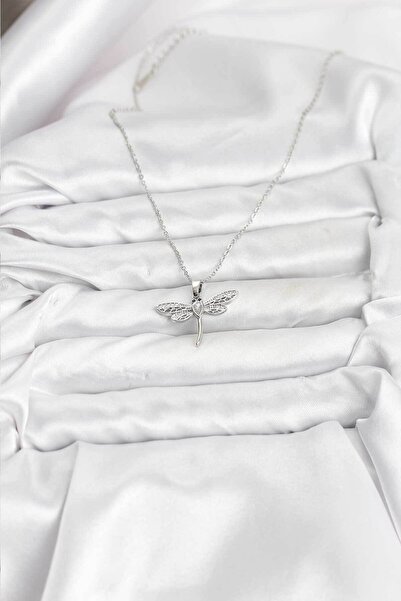 Lisinya قلادة نسائية من الفولاذ 316L بلون فضي على شكل اليعسوب -