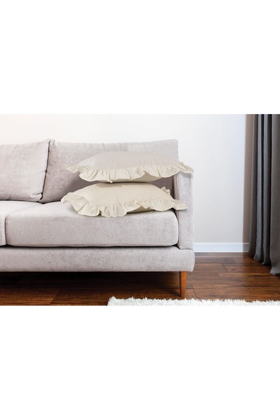 Erba kreasyon غطاء وسادة مزخرف بكشكشة مصنوع من القطن الخام 100%، غطاء وسادة مزخرف بكشكشة 30 × 50