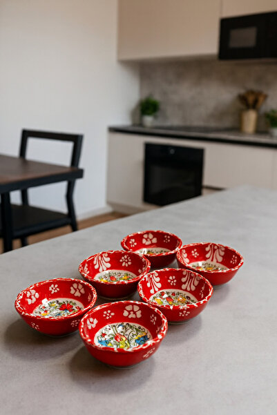 Mudi Store El Yapımı Kütahya Otantik Desenli Çini Seramik Kase Takımı – 8 cm ...