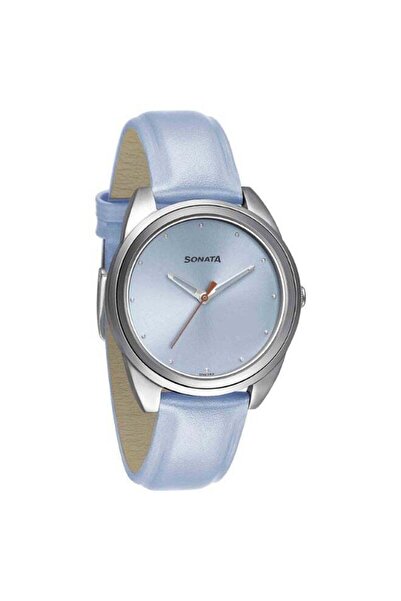 SONATA 8182SL01 Women of Steel Analog Watch – Blue Dial, Leather Strap