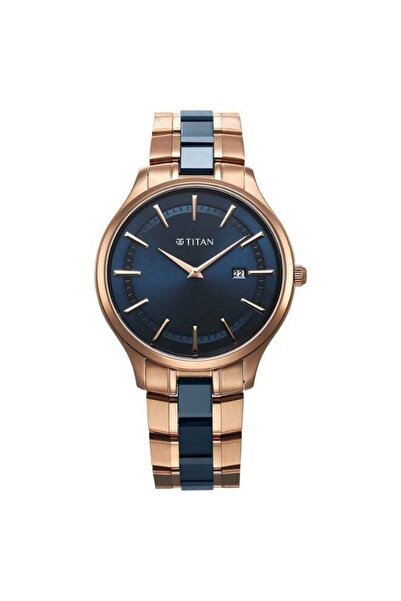 Titan Slim Ceramic Fusion Men's Watch 90142KD03 – Blue Dial, Rose Gold-Tone S...