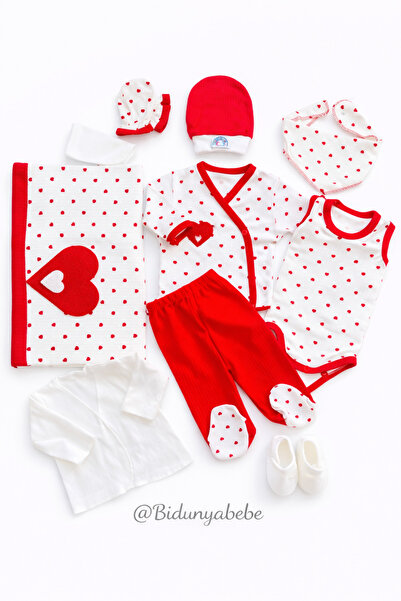 CONCON 10-Piece Newborn Hospital Discharge Baby Set with Red Heart