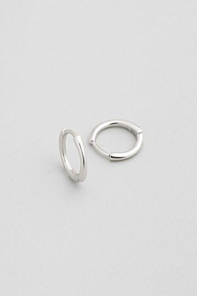 So CHIC... Zamansız 18 Ayar Beyaz Altın Kaplama Unisex Gümüş Halka Küpe