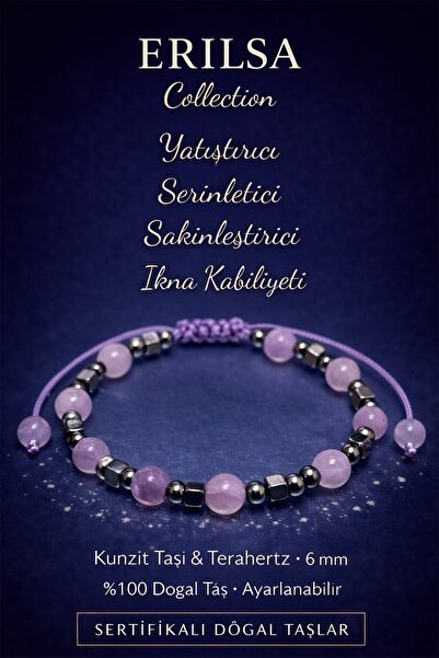 Erilsa Certified Soothing and Calming Bracelet – Kunzite Stone Terahertz Stone 6mm Natural Stone
