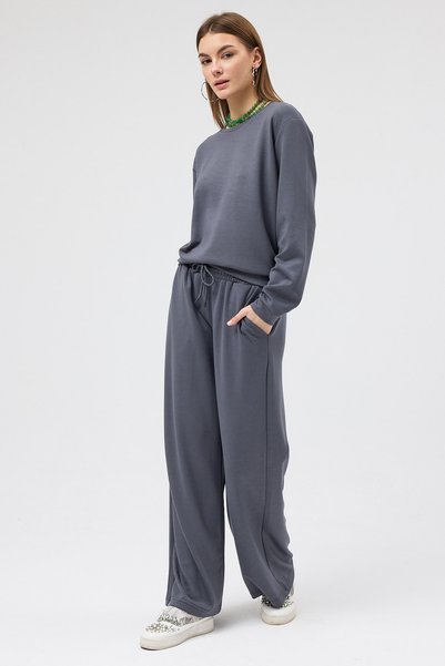 Soho Mood Women's Elastic Waist O Fabric Anthracite Sweatpants