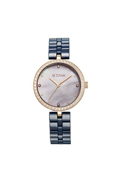 Titan Purple Ceramics Women's Watch 95215KC03 - Mother of Pearl Dial, Blue Ce...