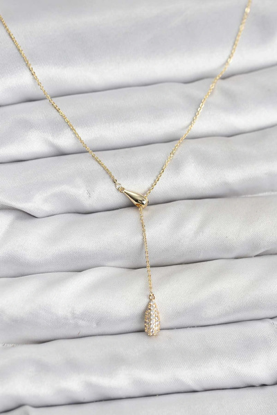 Clariss Brass Gold Color Elevator Drop Model Women's Necklace
