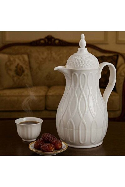 BASURRAH ترمس شاي وقهوة باسورا أبيض سعة 1 لتر