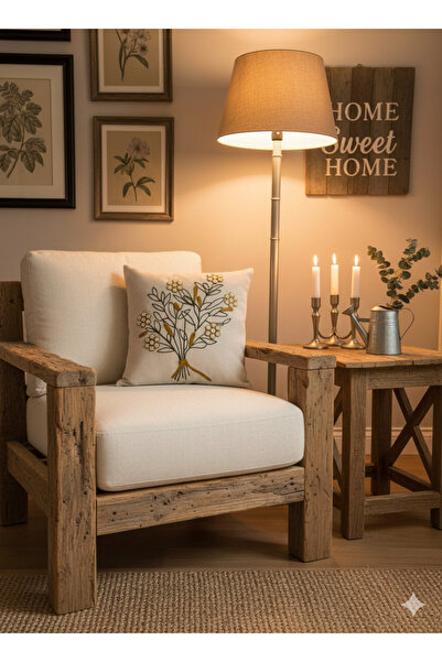 ON-ARS TEKSTİL Pullu & Taşlı Punch Nakışlı Kırlent Kılıfı 1 Adet