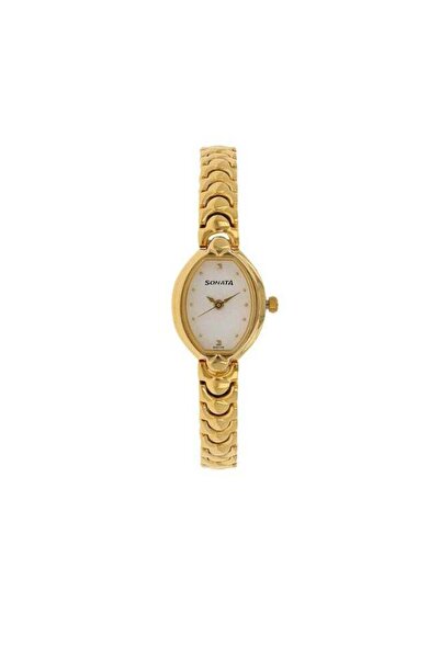 SONATA 8107YM01 Women’s Analog Watch – White Dial, Gold-Toned Stainless Steel...