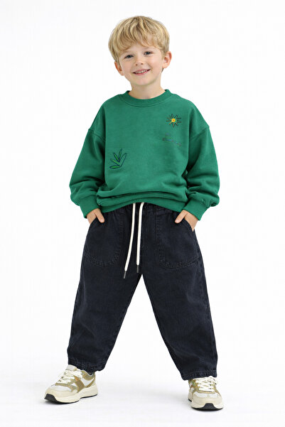 Motebarn Wear Σετ oversized τεμαχίων για αγόρια με πράσινο κέντημα με λεπτομέ...