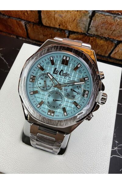 Lee Cooper Men's Wristwatch – Blue Dial – Stainless Steel Case and Band