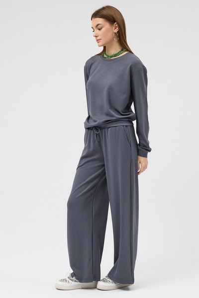 Soho Mood Women's Elastic Waist O Fabric Anthracite Sweatpants