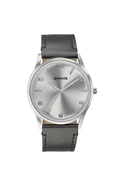 SONATA 77140SL01 Men's Analog Watch – Blue Dial, Blue Leather Strap, 46mm