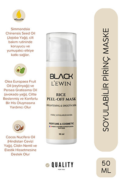 Black L'ewin Rice Peel-Off Mask – Pirinç Özlü Aydınlatıcı Soyulabilir Maske