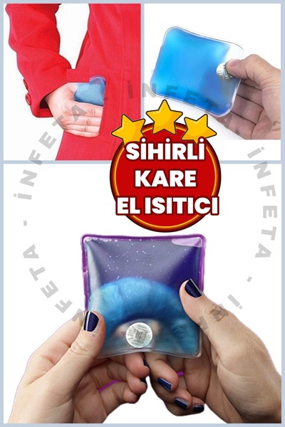 İnfeta 1 Adet Sihirli El Isıtıcı Kare Şekilli Jel Isıtıcı Cep Sobası Balıkçı Dağcı Yürüyüş Kamp El Isıtıcı